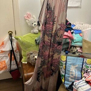 Hale Bob Pink and Black Maxi Dress